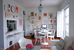 Touches of pastels in an all white room - from Decoist.com